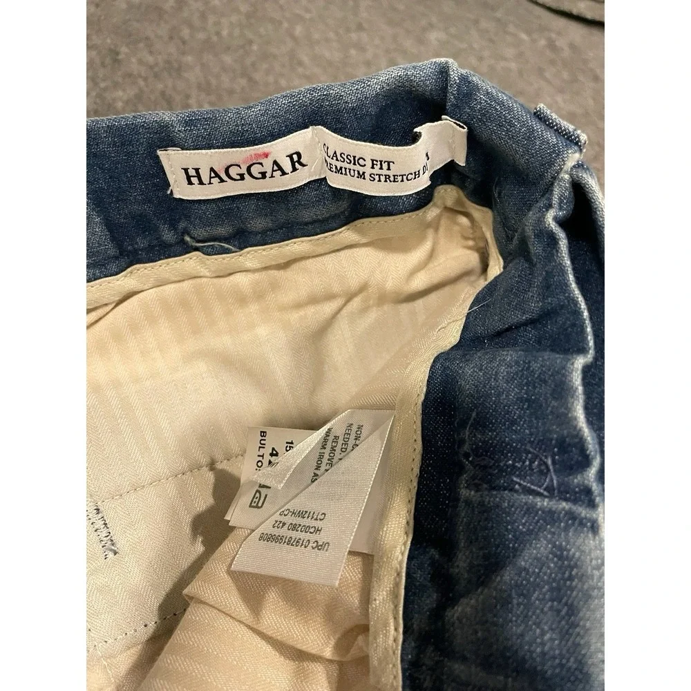 Haggar Jeans Mens 42x30 Blue Denim‎ Pleated Straight Leg Classic NEW WITH TAGS!!